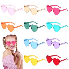 Pack of 10 Clear Party Glasses Sunglasses Party Heart Sunglasses Party Accessories Hearts Glasses Heart Glasses for Holiday Parties, Birthday Parties, Music Festivals Photo Props