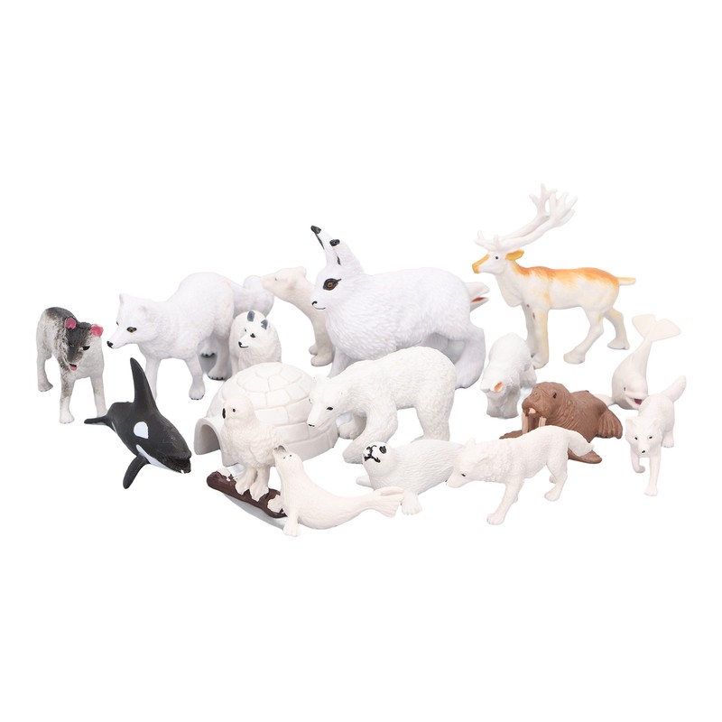 Arctic Animal Figurine Set 18pcs Kid Simulated Arctic Hare Reindeer