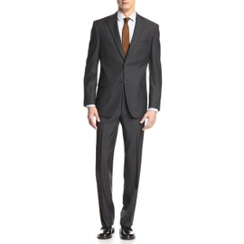 GN GIORGIO NAPOLI Men's Two Button 2 Piece Modern Classic Fit Suit Jacket Pant (46 Long US / 56L EU/W 40", Charcoal)