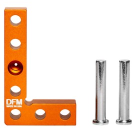 DFM Tool Works Small Square and Center Finder - Mini Square Tool with 11/32" Center Marking Hole Woodworking, Carpenter Engineering Square, Center Marking Tool, Made in USA - Orange