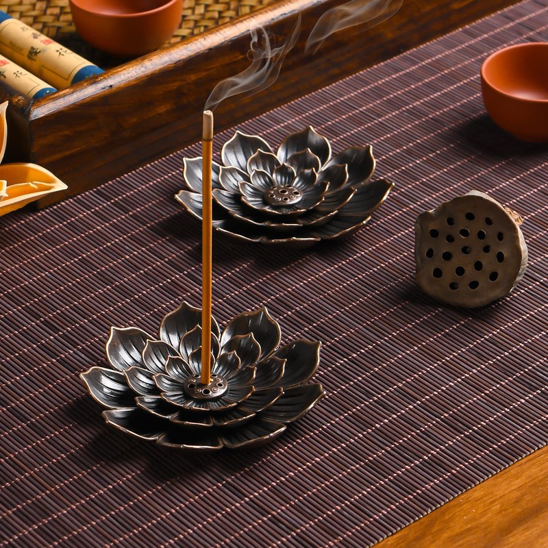 SLKIJDHFB Lotus Incense Holder Brass Stick Incense Holder Cone Coil