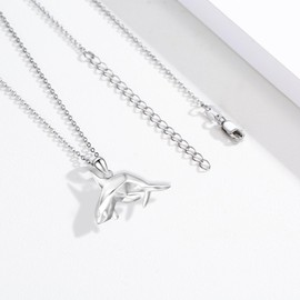 Dragonfly/Owl/Flamingo/Bee/Shark/Spiders/Whale/Wolf Chain 925 Sterling Silver Animal Pendant Necklace Women's Pendant Animal Jewellery Gifts for Women Girls, Sterling Silver