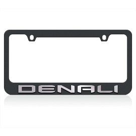 Eurosport Daytona Black 2019 GMC Denali Logo Premium Carbon Stainless Steel License Plate Frame