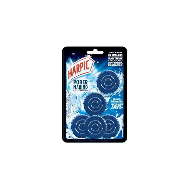Harpic Pastillas Acuáticas Azules, 5 Piezas