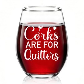 RZHV Corks Are for Quitters Stemless Wine Glass, Funny Glassware Tumblers for Women Men Wine Lover, Sarcastic Birthday Mothers Day Drinking Cup Gifts for Best Friends Mother Sister Aunt Grandma