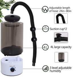 Hoqqf 4L Reptile Humidifier Fogger with Extended Hose - Adjustable & Quiet Fogger/Mister for Chameleon, Bearded Dragon, Amphibians - Large Capacity(White)