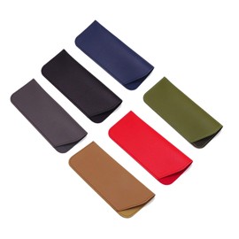 YYaaloa 6 Pack Soft Leather Glasses Sunglasses Cases 7x3 Inch PU Leather Travel Glasses Pouch for Women Men Kids (6 different Dark color)