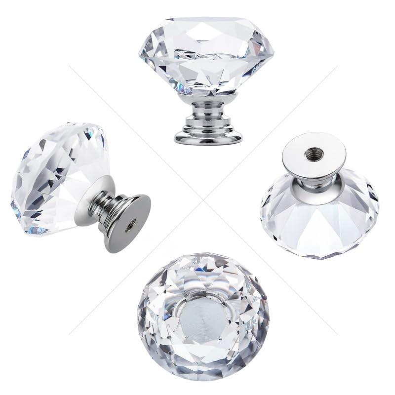 Ravinte Pack of 5 Crystal Drawer Knobs and Handles, Clear