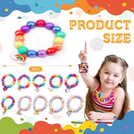 mciskin 1 Pieces Colorful Unicorn Bracelet Girls Unicorn Bracelets Rainbow Unicorn Beaded Bracelet for Birthday Party Favors Princess Pretend Play Bracelet (Colorful-Rainbow)