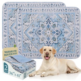 Homimp Washable Pee Pads for Dogs,2 Pack Reusable Puppy Pads Waterproof,Absorbent and Leakproof Dog Pee Pads,Non Slip Puppy Training Pads, Pet Mat for Floor, Crate, Couch, Whelping,Blue, 36"x41"