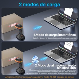 AGPETK Barcode Scanner, Handheld Scanner with Handle and Base Station, Orange and Black, Wireless Handheld Barcode Scanner 2D QR Barcode Scanner with Wireless Charging Station and Ergonomic Design