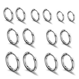 Small Hoop Earrings for Women, 7 Pairs of Hoop Earrings for Women, Hoop Earrings Silver 925, Small Silver Hoop Earrings, for Men and Women, Silver, 8, 10, 12, 14, 16, 18, 20 mm