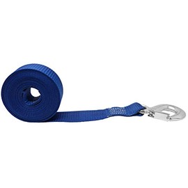 CustomTieDowns 1.5 Inch x 16 Foot Replacement Boat Winch Strap, Boat Hook On One End, 1 Inch Loop Opening On The Opposite End for Attachment to Winch. (Blue)