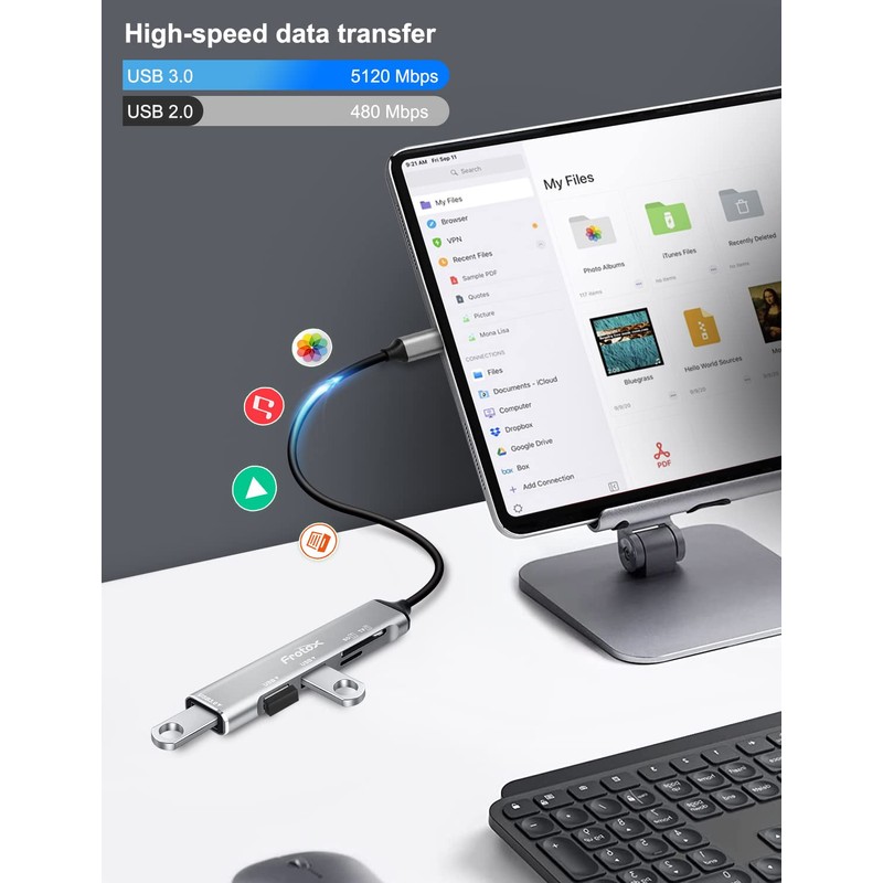 SD Card Reader, Frotox 5 in 1 USB C Adapter