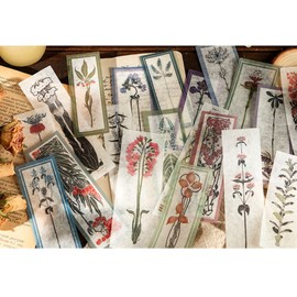 40pcs Vintage Washi Stickers, Astronomy, Ruler, Flowers, Labels, Books, Retro Scrapbooking Paper for Art Journaling DIY Crafts Supplies Students Diary Notebook Scrapbook Diary (HUADE)