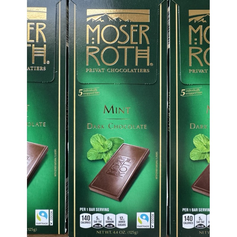 Moser Roth Privat Chocolatiers MINT Dark Chocolate 4.4 oz (125gr)