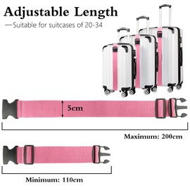 Luggage Strap, 6 Pack Luggage Straps for Suitcases, Suitcase Belts Straps with Adjustable Buckle, Heavy-Duty Luggage Wrapping Strap for Traveling, Pink