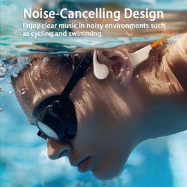 Quidnuran Bone Conduction Headphones 5.3 Open Ear Headphones,Bone Conduction Earphones IPX8 Waterproof with Mic,Built-in 32GB MP3,8 Hours Battery Waterproof Headphones for Swimming,Gym (Black)