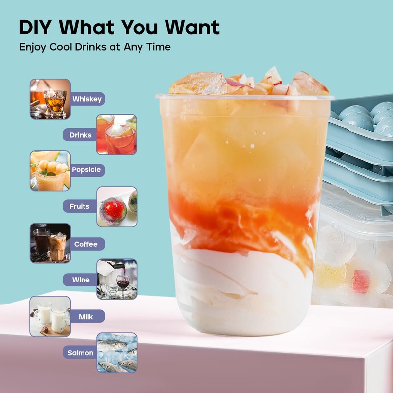 Round Ice Cube Trays for Freezer - Ice Cube Tray