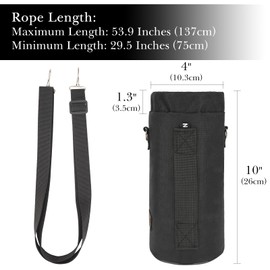 Linkidea Sports Water Bottle Carrier Bag Compatible with CamelBak Chute Mag 50oz, Nalgene Sustain Tritan 48oz, YETI Yonder Bottle 50oz, Hard Base Thick Oxford Bottle Cooler Strap Holder, Black