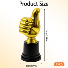 JFBNXB Turkey Trophy, Thumbs up Trophy, Funny Gifts for Award Ceremonies, Classroom Rewards, Employee Recognition, 4pcs Mini Trophies, Table Top Decor, Stocking Stuffers, Appreciation Gifts