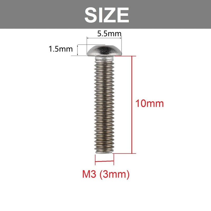TA-VIGOR 120Pcs M3 x 10mm 304 Stainless Steel Button Head
