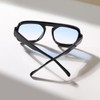 Retro Square Flat Top Aviator Sunglasses for Women Men (Black