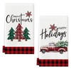 DHRUTI Truck Christmas Trees Tea Towels Christmas Kitchen Towels Tea