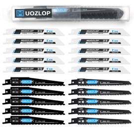 MUOZLOP Pack of 20 Reciprocating Saw Blades for Reciprocating Saw Made of CRV & BIM, for Wood/Metal Reciprocating Saw Blades Including Box (20 Pieces C)