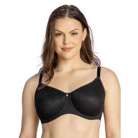 Parfait Pearl P60921 Women's Non-Padded Seamless Minimizer Full Busted Bra-Black-38GG