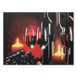 BANBERRY DESIGNS Lighted Canvas Print - Features Red Wine Candles and Grapes - LED Wall Decor - Battery Powered - On/Off Switch - 16" x 12"