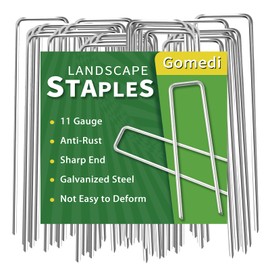 6 Inch Landscape Staples Galvanized 60 Pcs, Metal Garden Stakes 1.6 Inch Width, Garden Staples Landscape Fabric Stakes for Weed Barrier Tubing Lawn 11 Gauge