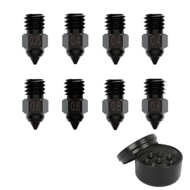 Creality High-end Hardened Steel Nozzle with High Temperature Wear Resistant, 0.25/0.4/0.6/0.8 mm Printer Nozzle Kit with Storage Box for CR-10 Series, Ender-3 Series, and Ender-5 Series (8 pcs)