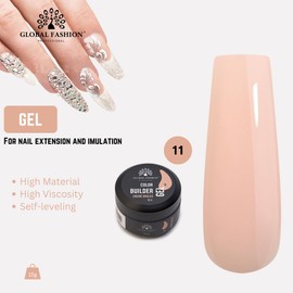 Global Fashion Color Gel Builder 15g with 13 Shades: Unleash Your Inner Nail Artist with This Versatile Sculpting and Coloring Nail Art Toolkit (11 CRENE BRULEE, 15g)