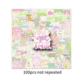 Pack of 100 Cute Danish Stickers for Fridge, Laptop, Luggage, Car, Motorcycle, Kawaii Waterproof Vinyl Pastel Stickers, Adult Girls Gift, Inspirational Aesthetic Graffiti Stickers