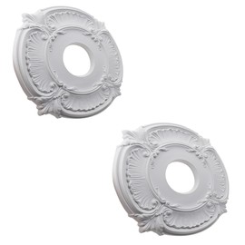 Antrader 2Pcs PU Ceiling Medallion Decorative, Lighting Ceiling Medallion Ring for Light Fixtures and Ceiling Fans,12"OD x3"ID,White