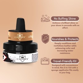 Caffrey Brilliance Instant Shine Cream - Nourishes & Conditions Leather, Water Resistance with Sponge Applicator. (Brown)