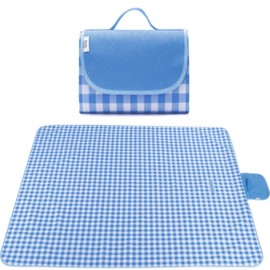 Checkered Waterproof Picnic Mat - Blue (145cm) 200cm