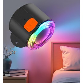 LED Wall Mounted Lights, Bedside Lamps with Bluetooth Speaker 3000mAh Rechargeable Wall Sconces Lamp, Dimmable Cordless Wall Light Magnetic 360° Rotation, White Light Dynamic RGB Music Sync Modes