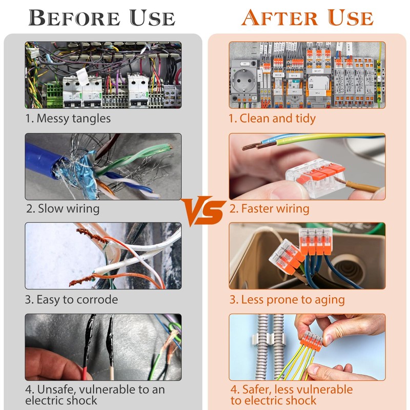 Pack of 60 Cable Connectors, 2-Pin 3-Pin 4-Pin and 5-Pin