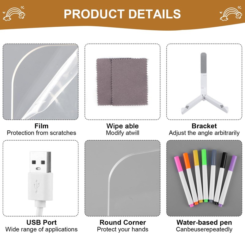 LED Note Board with 7 Colors Pen, Magic Board Light