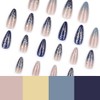 24 Pcs Ombre Press on Nails Short Almond Nail Tips,YEFIUO