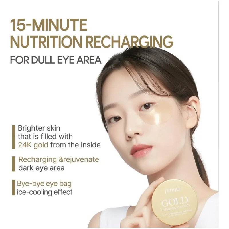 Parches De Hidrogel Para Ojos Petitfee Gold, 60 Unidades (30