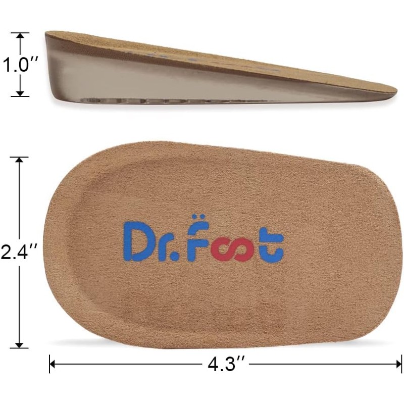 Dr. Foot's Height Increase Insoles, Heel Cushion Inserts, Heel Lift
