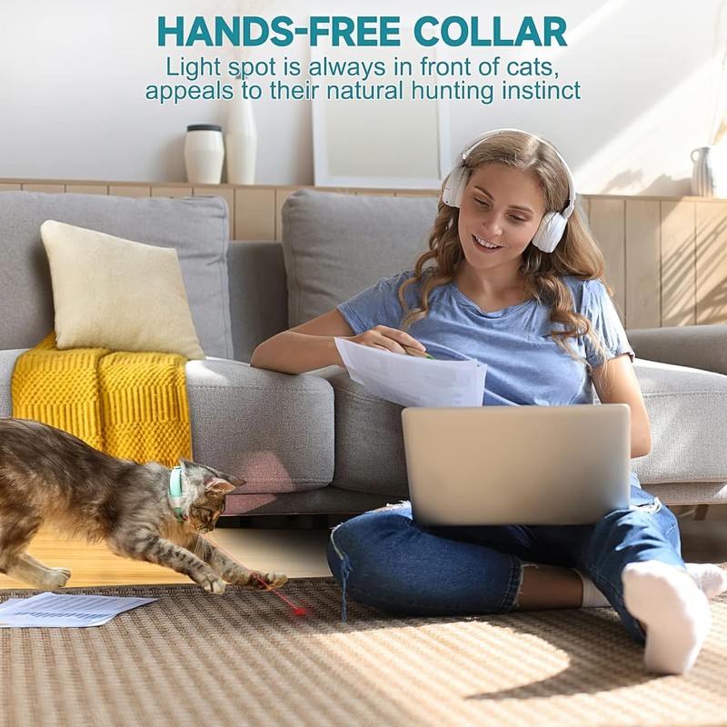 MZINGALL Automatic Cat Toys Laser Collar with Red Light, Interactive