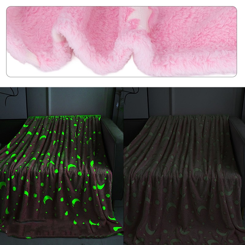 1.5x2m Luminous Blanket Double Side Flannel Star Moon Design Soft