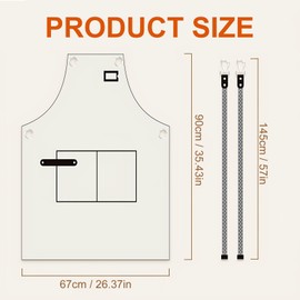 PTJJXA Baking Apron for Men and Women, 67 x 90 cm, Barbecue Apron for Men, Kitchen Apron, Waterproof, Cooking Apron, Women, Garden Apron, Adjustable, Canvas Aprons Catering with 2 Pockets, brown