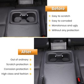 Rear Center Console Cup Holder Compatible with Toyota Land Cruiser 250 Prado J250 LC250 2024 2025 Accessories, Rear Drink Cup Holder Organizer Insert, Black