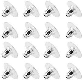 120 Silver Frisbee Earplugs, Clear Earring Retainers, Safety Back Rubber Plugs, Earrings for Men & Women, DIY Jewelry Making Earrings Accessories(120)