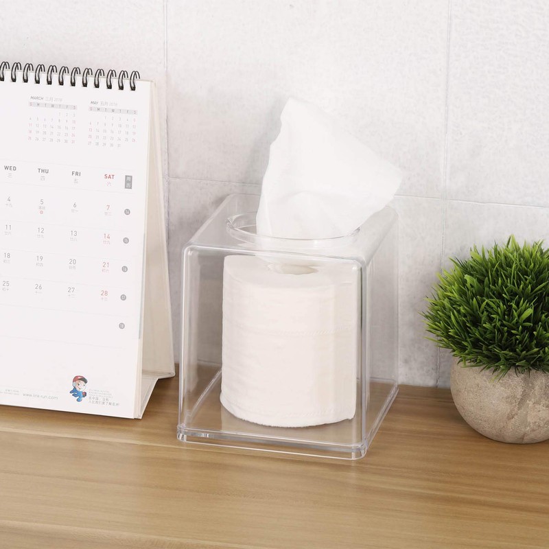 Acrylic Tissue Dispenser Box Cover Holder Clear Square Napkin Organizer